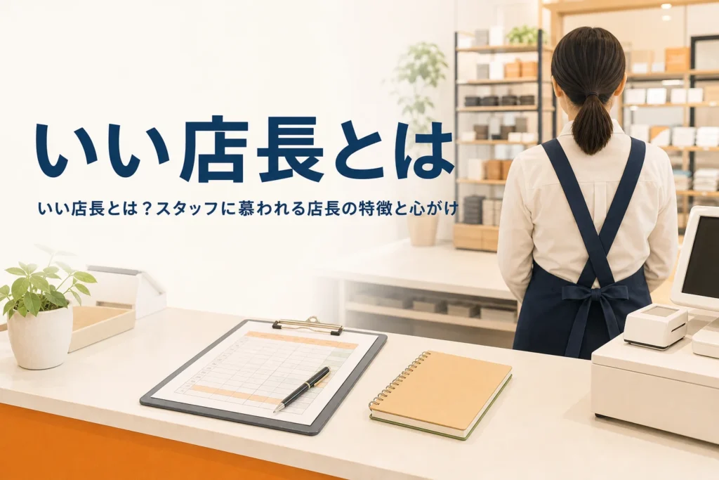 いい店長とはどんな店長かを紹介する記事のアイキャッチ。開店前の売場とシフト表